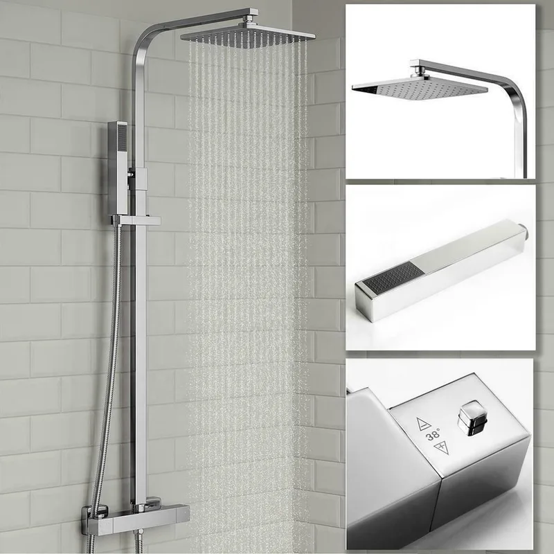 Chrome Round-Head Exposed Bar Shower with Slim Riser – photo 4
