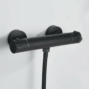 Matte Black Wall-Mounted Bath Shower Mixer with Slide Rail Kit – photo 3