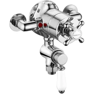 Traditional Chrome Exposed Shower Valve with White Levers – photo 3