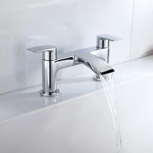 Chrome Flat-Spout Waterfall Basin Mixer – photo 2