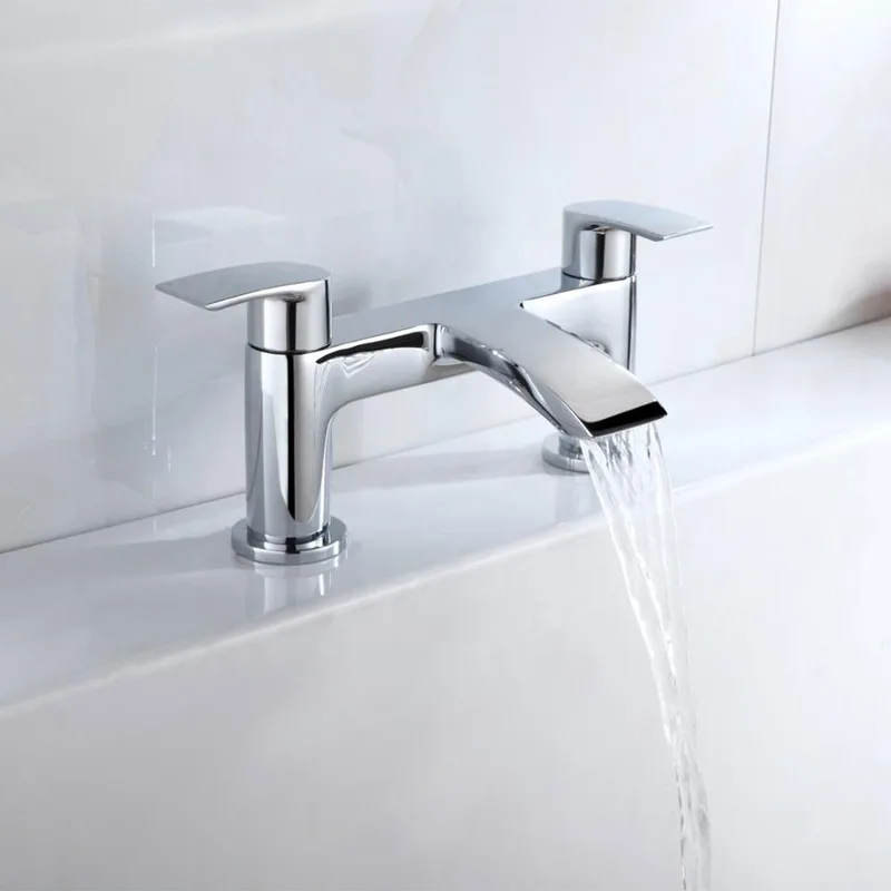 Chrome Flat-Spout Waterfall Basin Mixer – photo 2