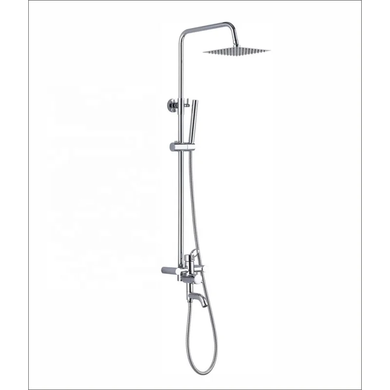 Chrome Exposed Bar Shower with Square Rain Head – Over-Bath Set – photo 4