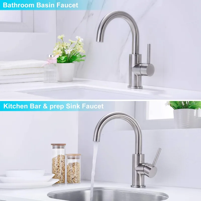 Brushed Gooseneck Bar and Prep Sink Faucet, Single Lever