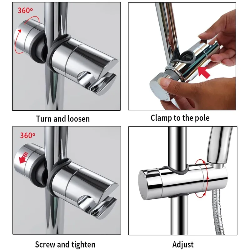 Brushed Stainless Steel Shower Slide Bar with Adjustable Holder – photo 2
