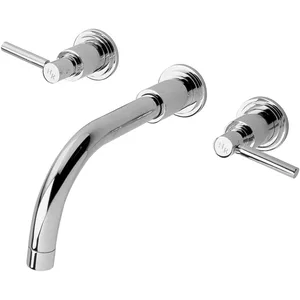 Chrome Wall-Mounted Two-Handle Basin Mixer