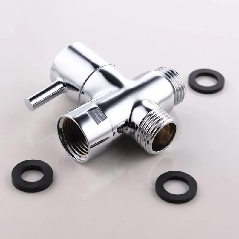 Chrome Square Wall Shower Arm with Round Head and Hand Shower Diverter – photo 2