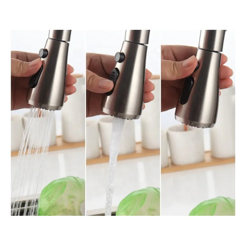 Brushed Pull-Down Kitchen Tap Sprayer with Grey Hose – photo 2