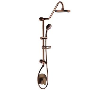 Matte Black Shower Column with Round Rain Head and Hand Shower – photo 3