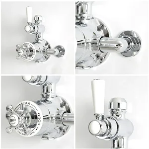 Traditional Chrome Rigid Riser Bath Shower with Rain Head and Handset – photo 2