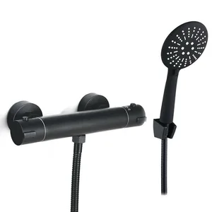 Matte Black Wall-Mounted Bath Shower Mixer with Slide Rail Kit – photo 5