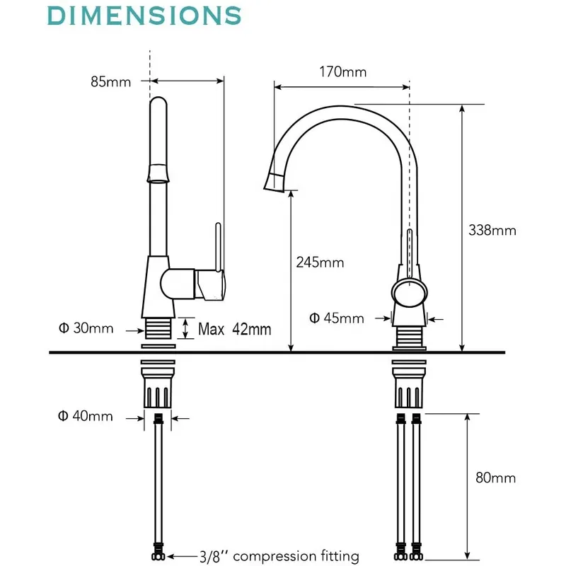 Chrome Gooseneck Single-Lever Kitchen Faucet with Ceramic Disc Valve – photo 3