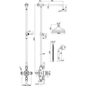 Traditional Chrome Exposed Shower System with Round Rain Head and Hand Shower – photo 3