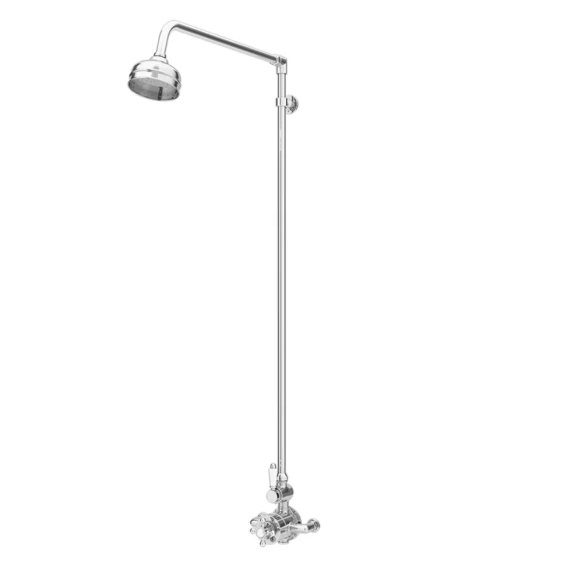 Traditional Chrome Rigid Riser Shower with Round Rain Head – photo 2
