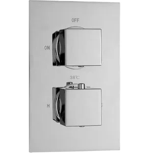 Chrome Concealed Twin Thermostatic Shower Valve, Square