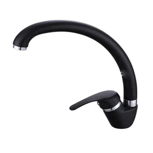 Matte Black Single-Lever Kitchen Mixer with High Arc Spout