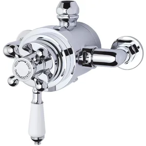 Traditional Chrome Rigid Riser Shower with Rain Head, Handset and Exposed Valve – photo 3