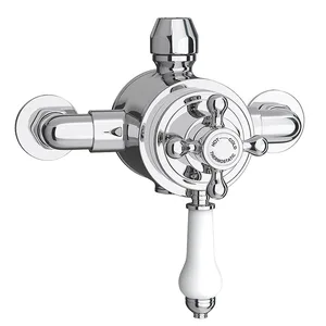Traditional Chrome Rigid Riser Shower with Round Head and Handset – Exposed Valve – photo 5