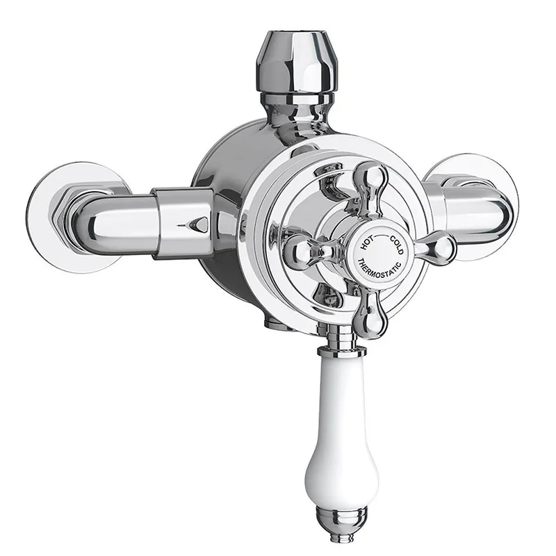 Traditional Chrome Rigid Riser Shower with Round Head and Handset – Exposed Valve – photo 5