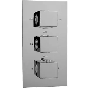 Chrome Concealed Triple Thermostatic Shower Valve – Square Handles