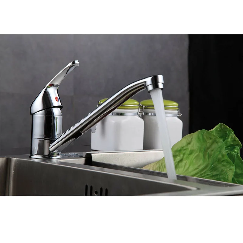 Chrome Single-Lever Kitchen Mixer with Low Swivel Spout