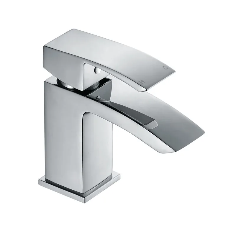 Chrome Square Basin Mixer with Angled Spout