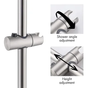 Brushed Stainless Steel Shower Slide Bar Kit with Hand Shower and Hose – photo 3