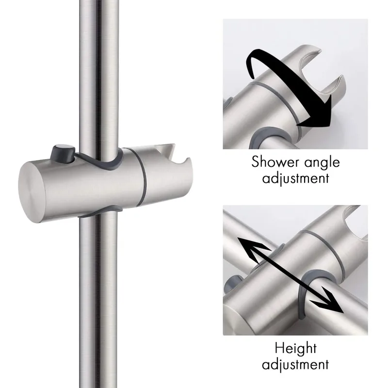 Brushed Stainless Steel Shower Slide Bar Kit with Hand Shower and Hose – photo 3