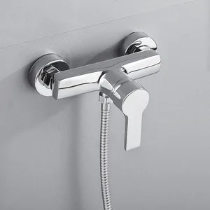 Chrome Wall-Mounted Shower Mixer with Hand Shower – photo 5