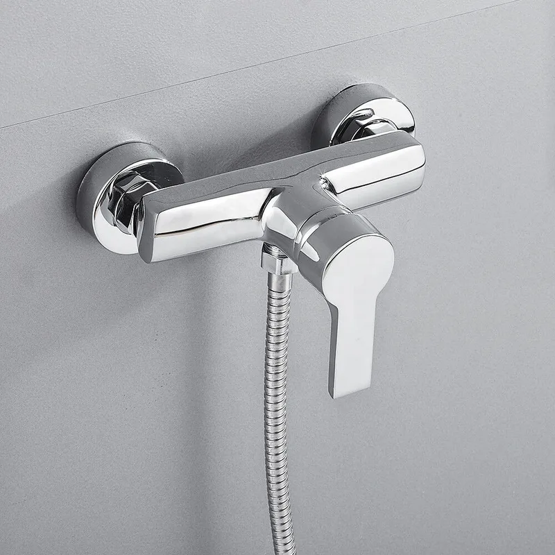 Chrome Wall-Mounted Shower Mixer with Hand Shower – photo 5