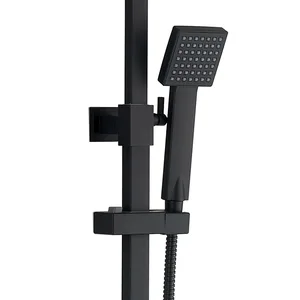 Matte Black Exposed Bar Shower Column with Square Rain Head and Hand Shower – photo 6