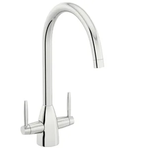 Chrome Two-Lever Swan-Neck Kitchen Mixer Tap