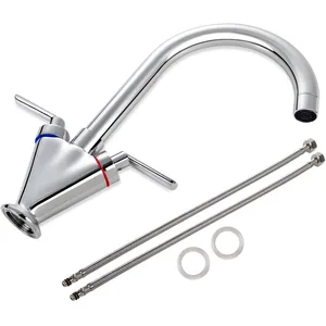 Chrome Dual-Lever Gooseneck Kitchen Mixer with Conical Body – photo 2
