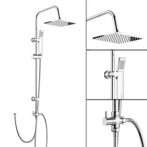 Chrome Exposed Bar Shower with Square Rain Head – Over-Bath Set – photo 3