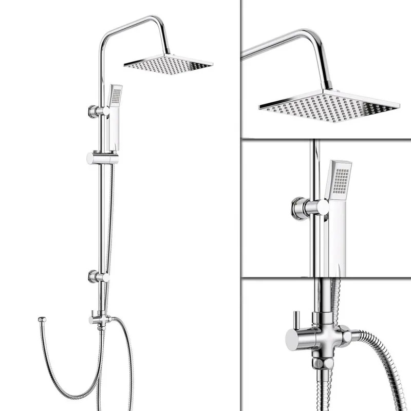 Chrome Exposed Bar Shower with Square Rain Head – Over-Bath Set – photo 3