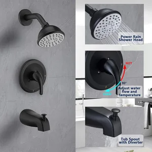 Matte Black Tub and Shower Trim Kit with Round Head and Tub Spout – photo 5