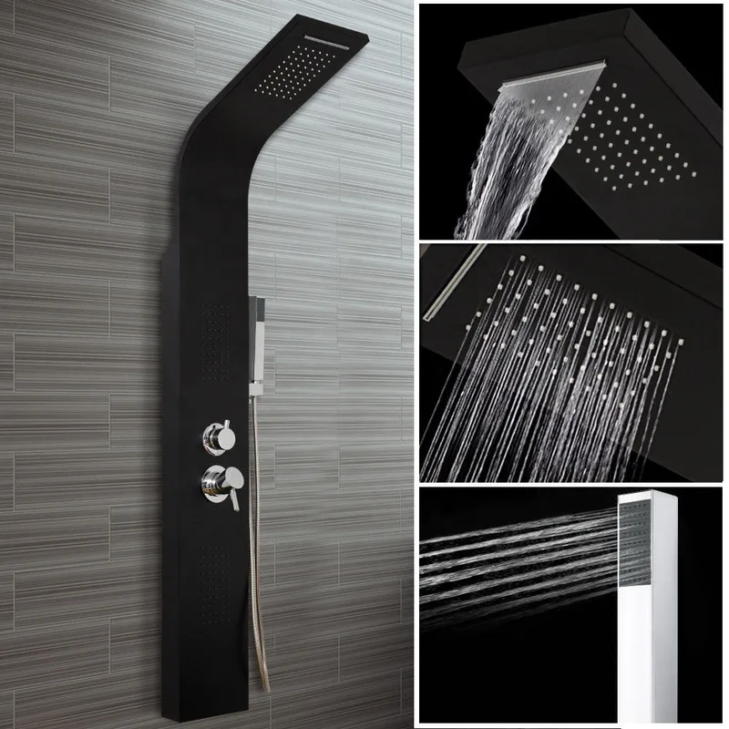 Brushed Shower Panel with Rain Head, Body Jets and Hand Shower – photo 2