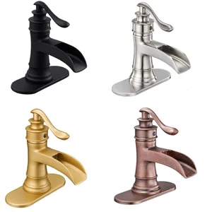 Oil-Rubbed Bronze Vintage Waterfall Basin Faucet with Deck Plate – photo 3