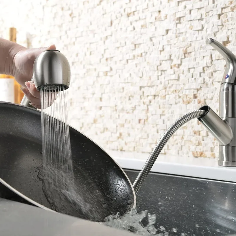 Brushed Compact Pull-Out Kitchen Faucet – photo 3