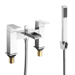 Square Waterfall Bath Shower Mixer with Hand Shower – photo 3