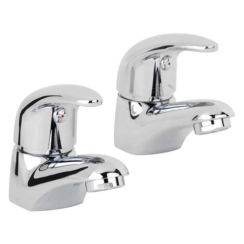 Chrome Waterfall Basin Pillar Taps with Lever Handles (Pair) – photo 2
