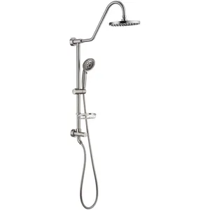 Matte Black Shower Column with Round Rain Head and Hand Shower – photo 2