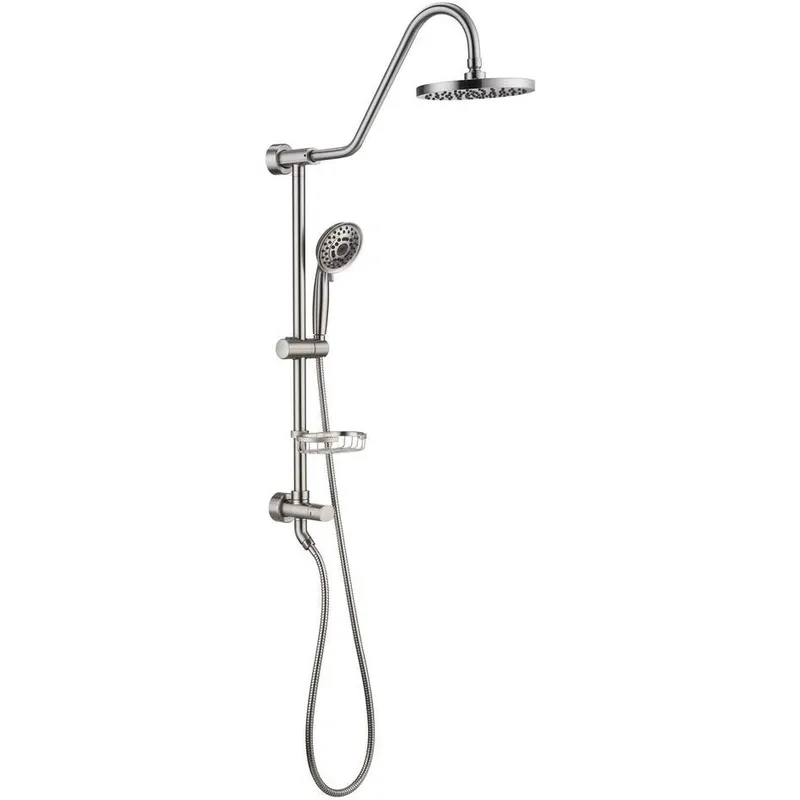 Matte Black Shower Column with Round Rain Head and Hand Shower – photo 2