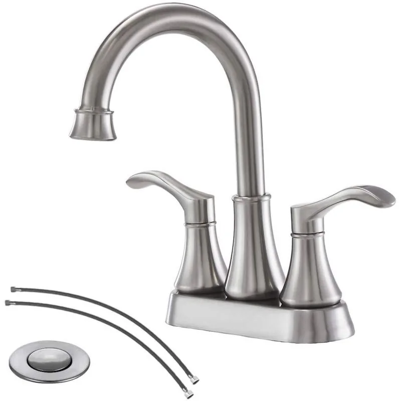 Matte Black Two-Handle Centerset Basin Faucet with Gooseneck Spout – photo 4