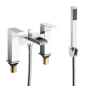 Square Waterfall Bath Shower Mixer with Hand Shower – photo 2