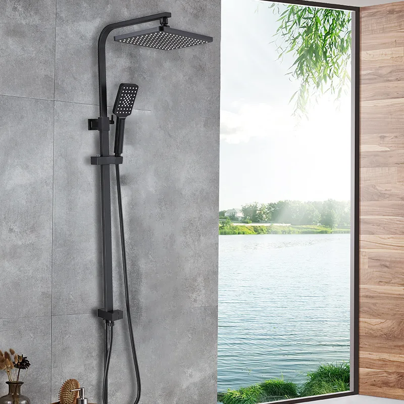 Square Slim Exposed Shower System with Rain Head and Hand Shower – photo 2