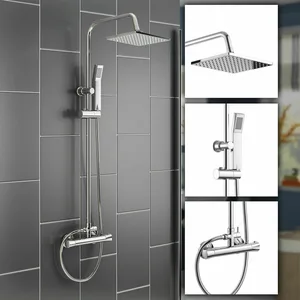 Chrome Round-Head Exposed Bar Shower with Slim Riser – photo 3