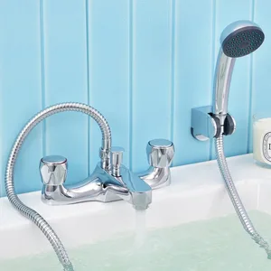 Two-Handle Deck-Mounted Bath Shower Mixer with Hand Shower – photo 2