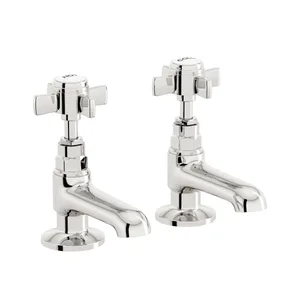 Traditional Chrome Basin Pillar Taps with White Levers (Pair) – photo 5