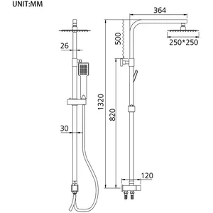 Square Rain Shower Kit with Wall Arm, Hand Shower and Hose – photo 4