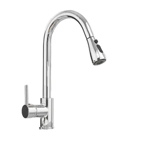 Chrome Gooseneck Pull-Down Kitchen Faucet